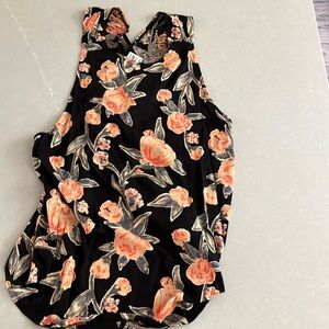 Lucky lotus tank top with semi open back